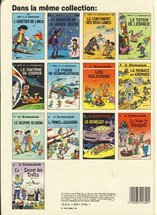 Verso de l'album Le Scrameustache Tome 10 Le prince des galaxiens