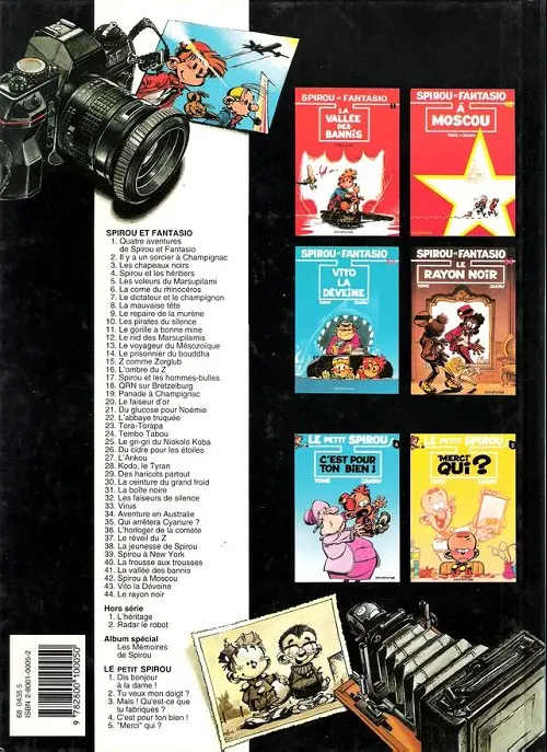 Verso de l'album Spirou et Fantasio Tome 3 Les chapeaux noirs