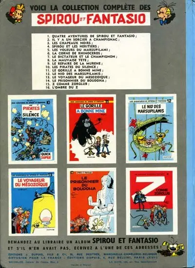 Verso de l'album Spirou et Fantasio Tome 8 La mauvaise tête
