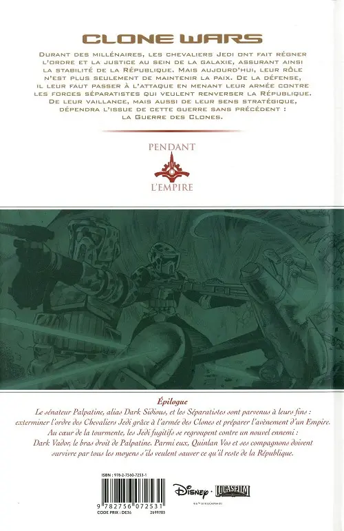 Verso de l'album Star Wars - Clone Wars Tome 10 Epilogue