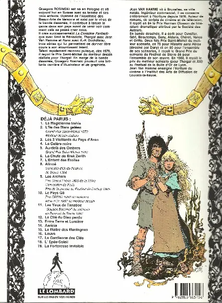 Verso de l'album Thorgal Tome 9 Les archers