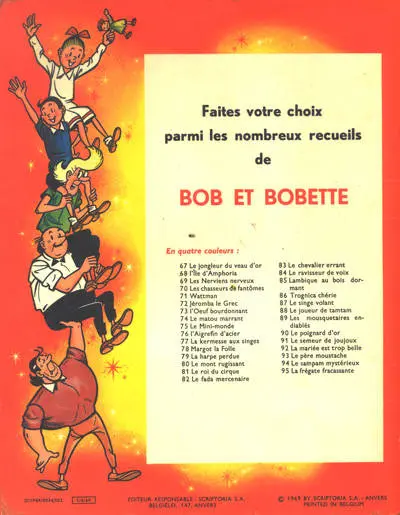 Verso de l'album Bob et Bobette Tome 95 La frégate fracassante