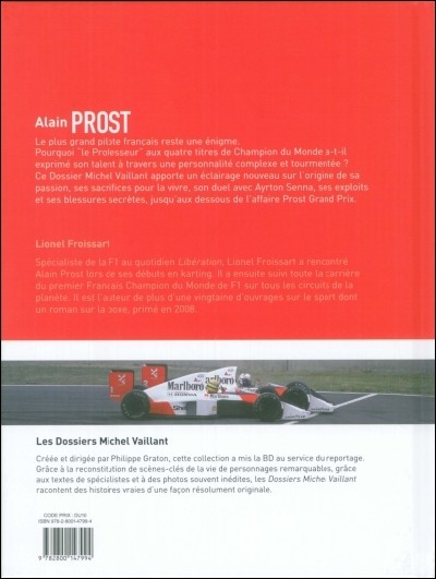 Verso de l'album Dossiers Michel Vaillant Tome 12 Alain Prost