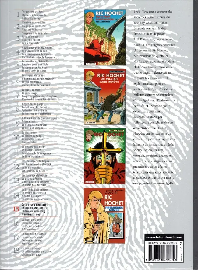 Verso de l'album Ric Hochet Intégrale Tome 15