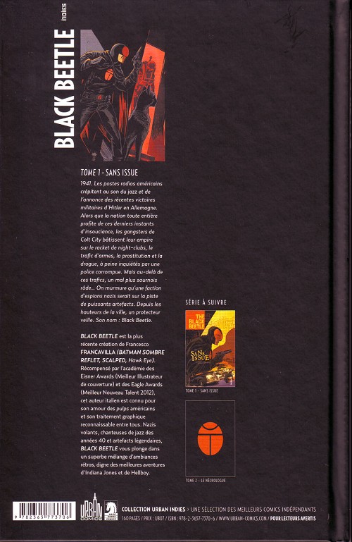 Verso de l'album The Black Beetle Tome 1 Sans issue