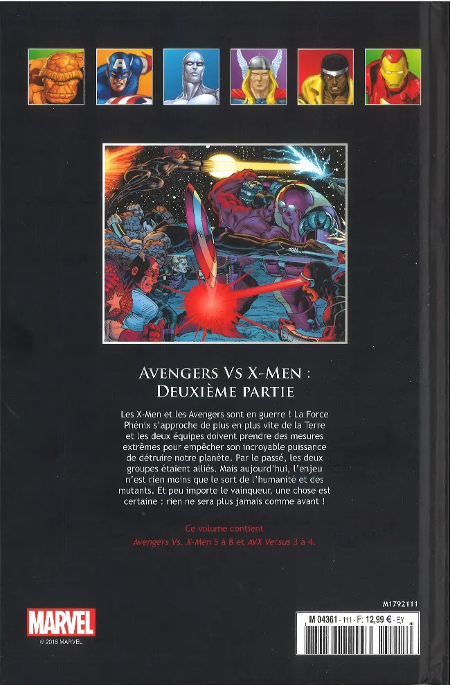 Verso de l'album Marvel Comics - La collection de référence Tome 111 Avengers Vs X-Men - Deuxième Partie