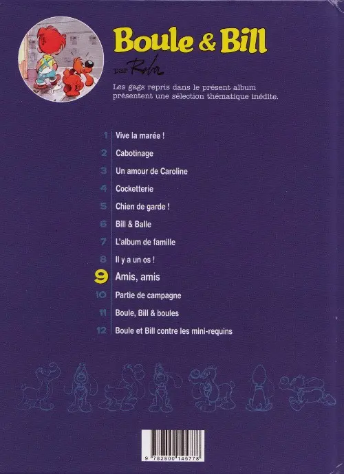 Verso de l'album Boule & Bill Tome 9 Amis, amis