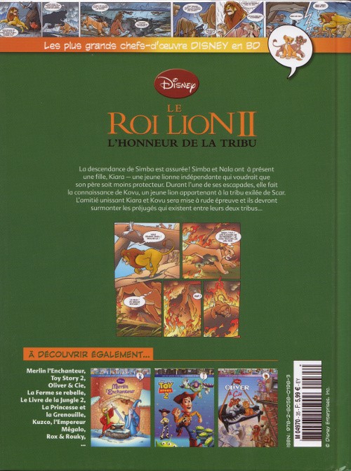 Verso de l'album Les plus grands chefs-d'œuvre Disney en BD Tome 35 Le roi lion II - L'honneur de la tribu
