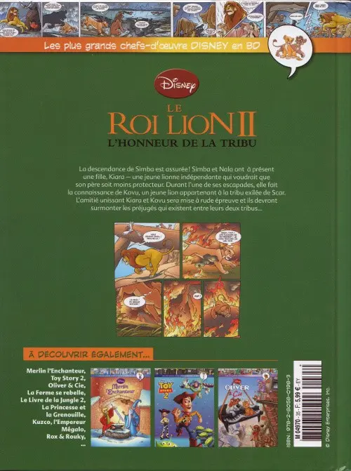 Verso de l'album Les plus grands chefs-d'œuvre Disney en BD Tome 35 Le roi lion II - L'honneur de la tribu