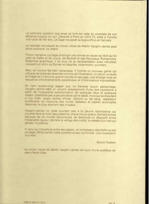 Verso de l'album La Cage