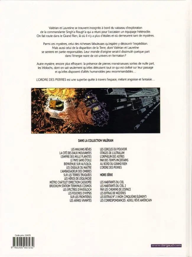 Verso de l'album Valérian Tome 20 L'Ordre des Pierres