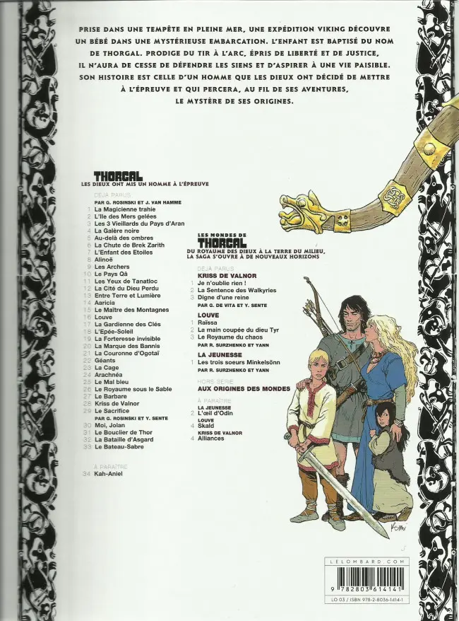 Verso de l'album Thorgal Tome 25 Le mal bleu