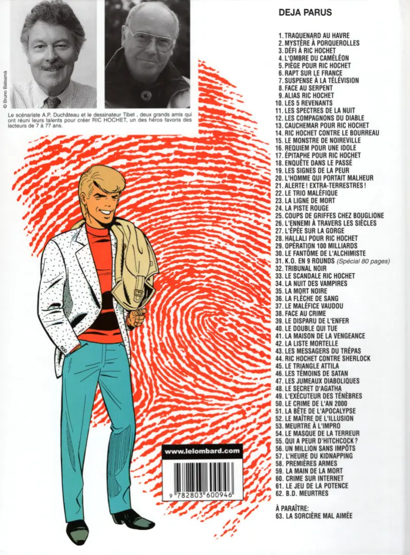 Verso de l'album Ric Hochet Tome 24 La piste rouge