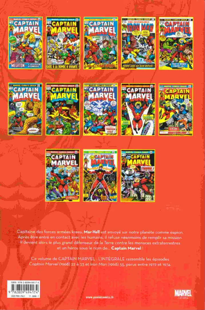 Verso de l'album Captain Marvel - L'intégrale Tome 3 1972-1974