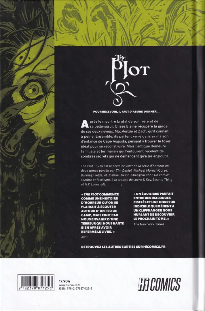 Verso de l'album The Plot Tome 1 1974