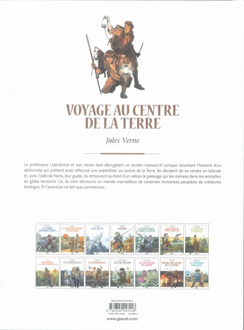Verso de l'album Les Grands Classiques de la littérature en bande dessinée Tome 5 Voyage au centre de la Terre