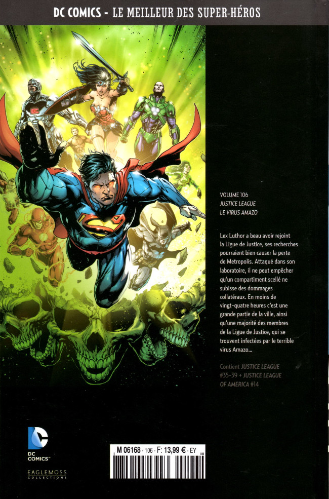 Verso de l'album DC Comics - Le Meilleur des Super-Héros Volume 106 Justice League - Le Virus Amazo