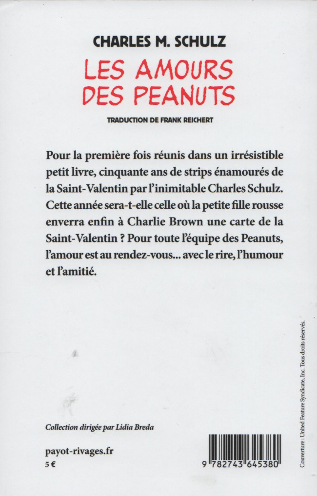 Verso de l'album Peanuts Tome 12 Les Amours des Peanuts