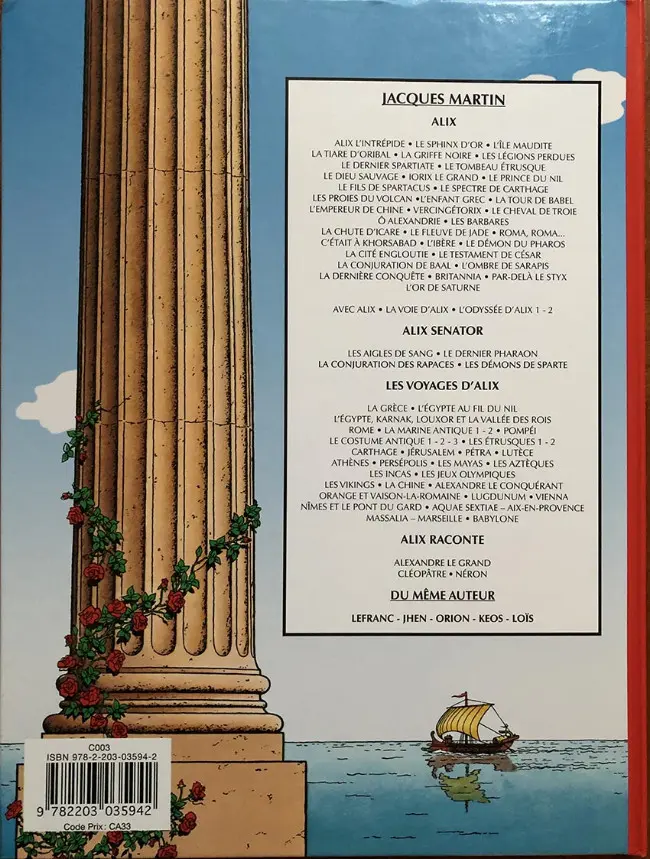 Verso de l'album Alix Tome 30 La conjuration de Baal