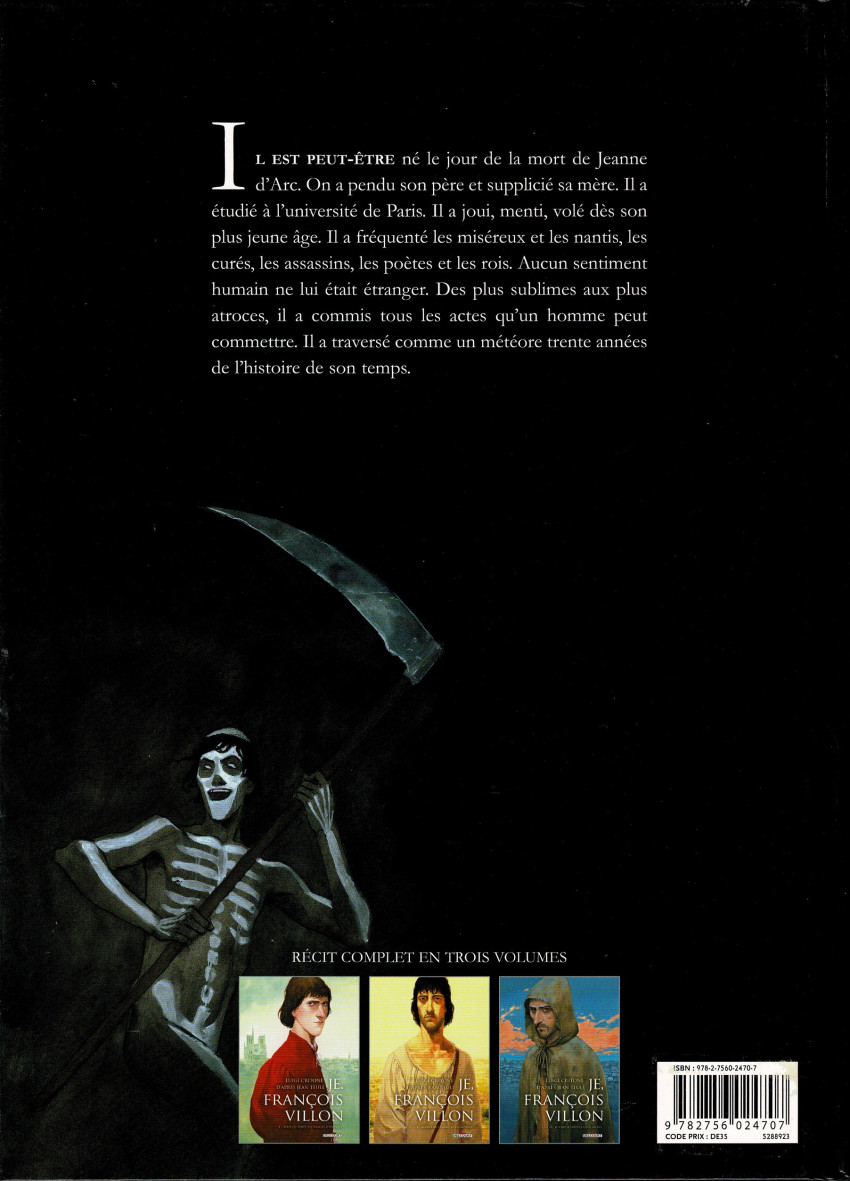 Verso de l'album Je, François Villon Tome 2 Bienvenue parmi les ignobles