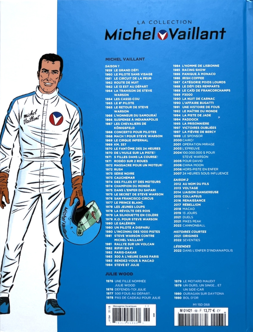 Verso de l'album Michel Vaillant La Collection 68 La fièvre de Bercy