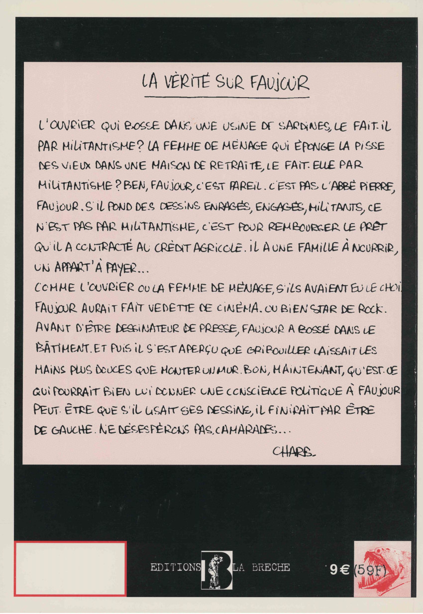 Verso de l'album C'est juste alimentaire