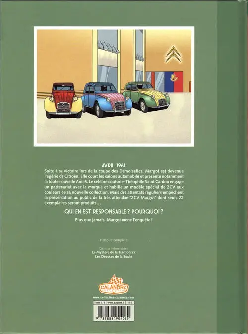Verso de l'album Les Enquêtes auto de Margot Tome 3 2CV pour une Égérie