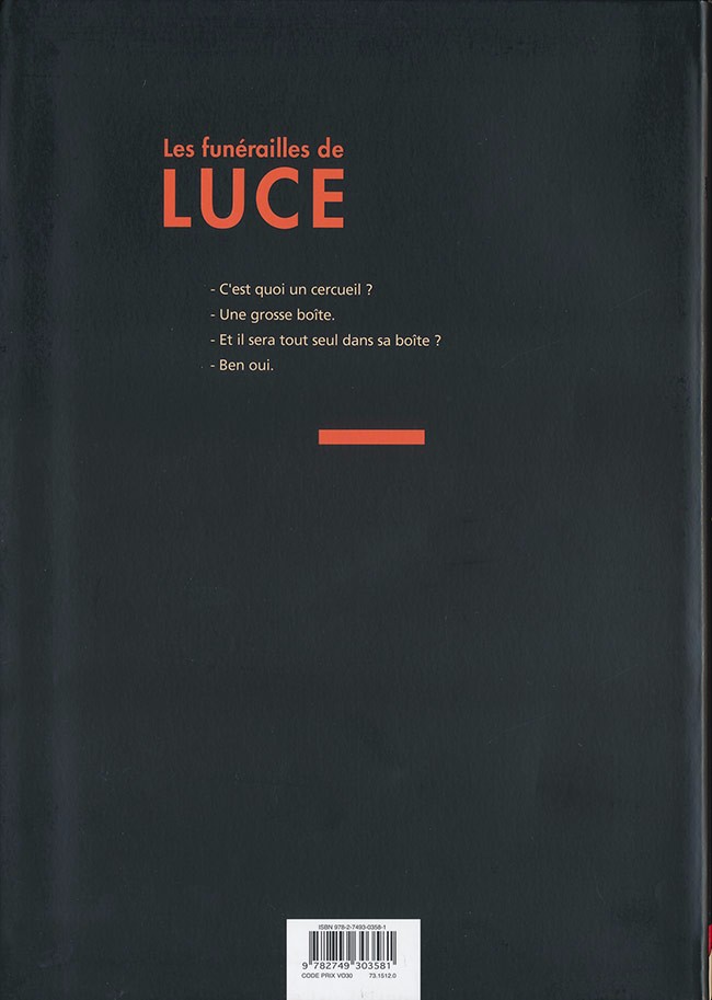 Verso de l'album Les Funérailles de Luce