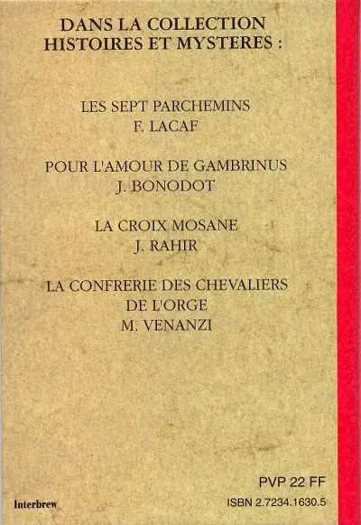 Verso de l'album Histoires et mystères Tome 2 Le tournoi des maîtres