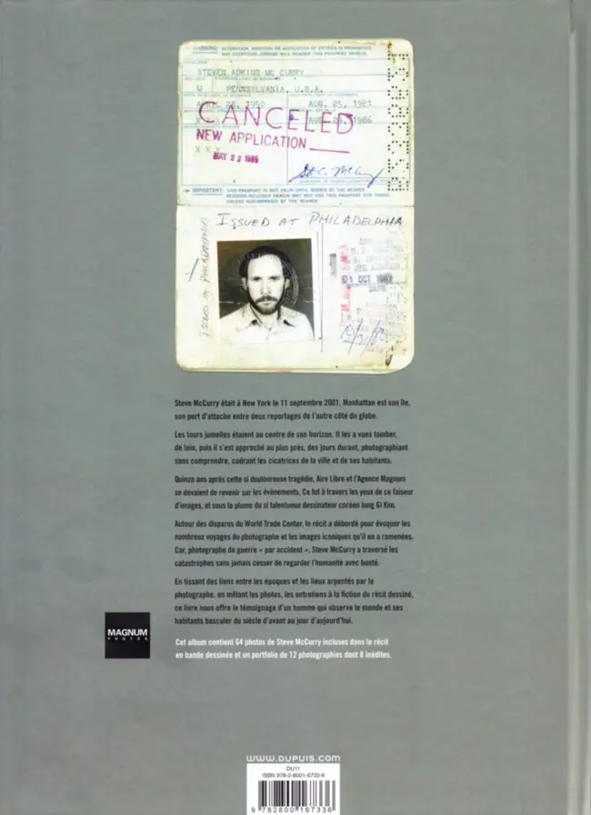 Verso de l'album Magnum Photos Tome 3 McCurry, NY 11 septembre 2001