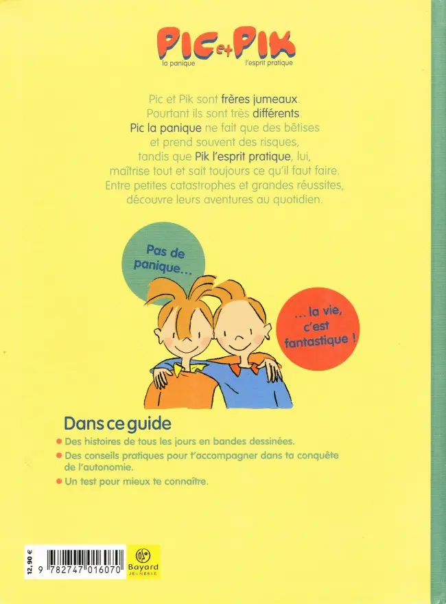Verso de l'album Pic et Pik Pic la panique et Pik l'esprit pratique