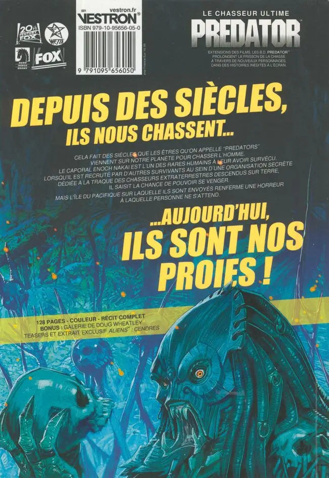 Verso de l'album Predator : Chasseurs Tome 1