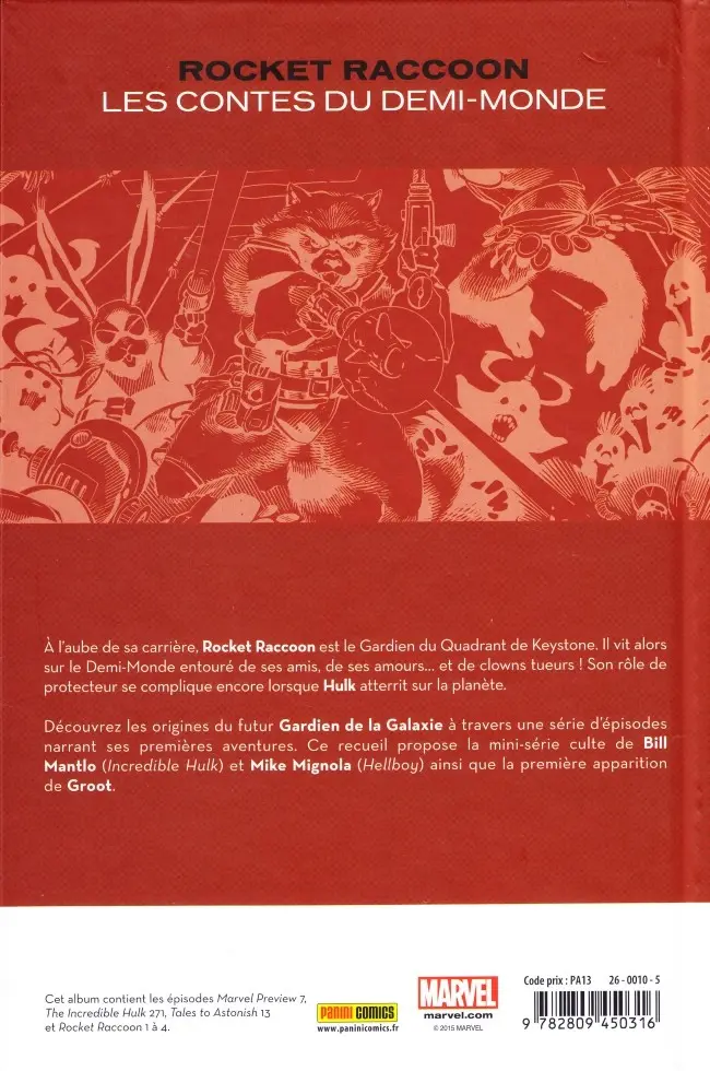 Verso de l'album Rocket Raccoon - Les Contes du Demi-Monde