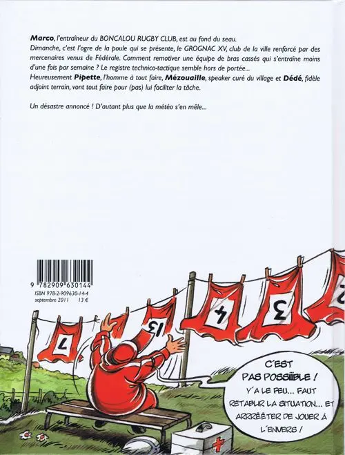Verso de l'album Rugby de clocher Tome 1 Fin de série