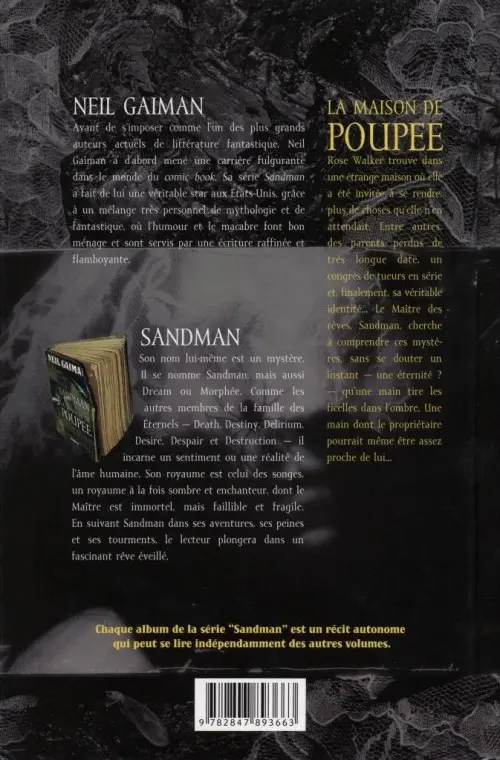 Verso de l'album Sandman Tome 2 La maison de poupée