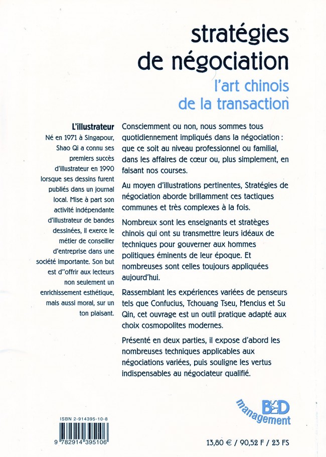 Verso de l'album Stratégies de négociation L'art chinois de la transaction