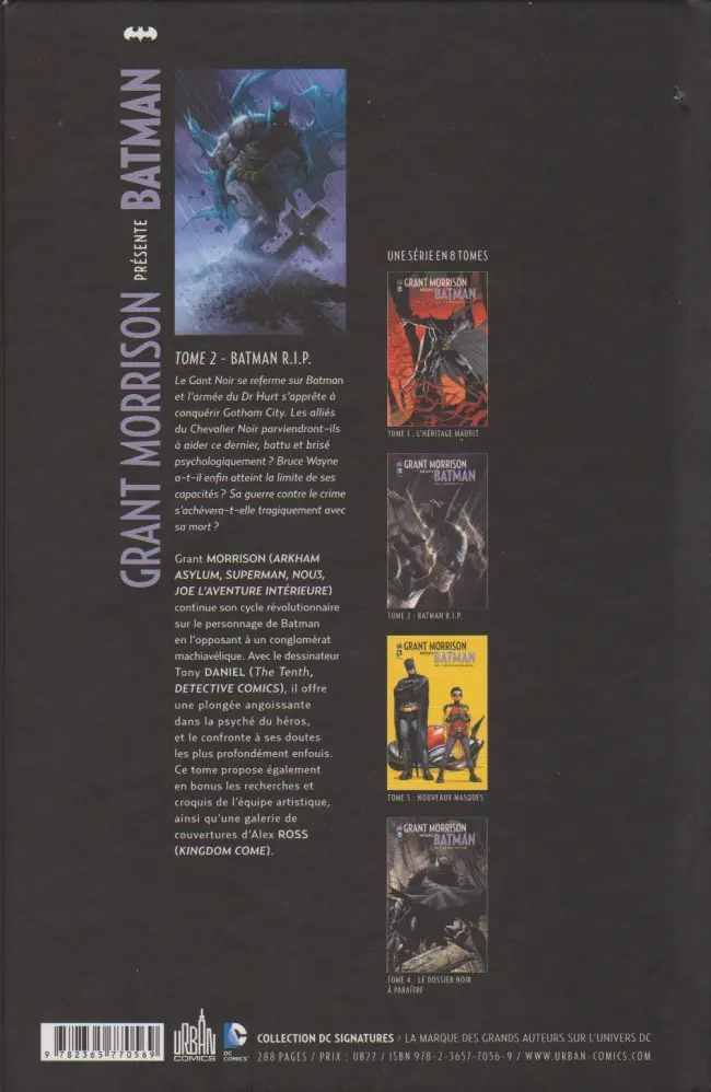 Verso de l'album Batman Tome 2 Batman R.I.P.