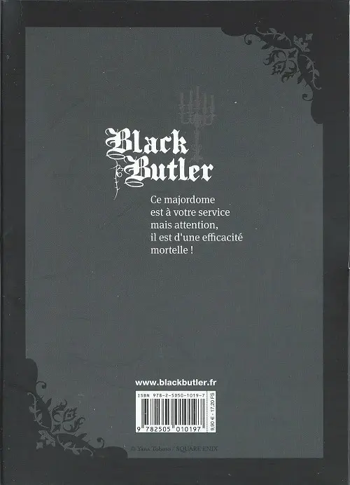 Verso de l'album Black Butler 1 Black Host
