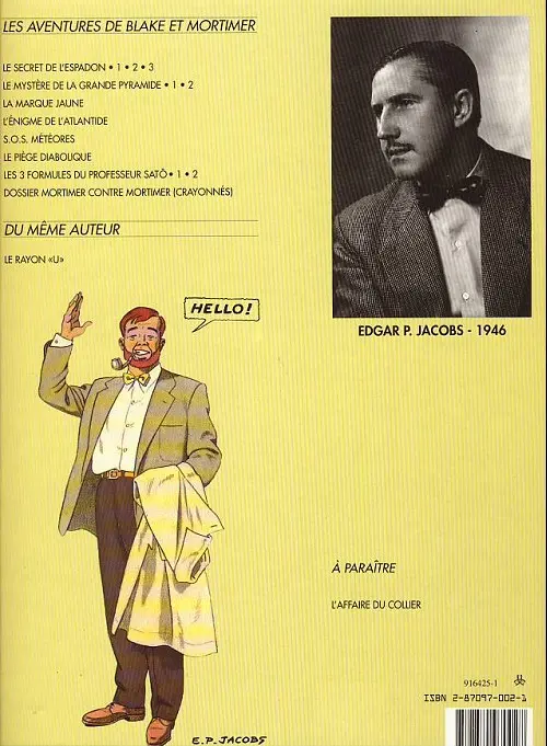 Verso de l'album Blake et Mortimer Tome 1 Le Secret de l'Espadon