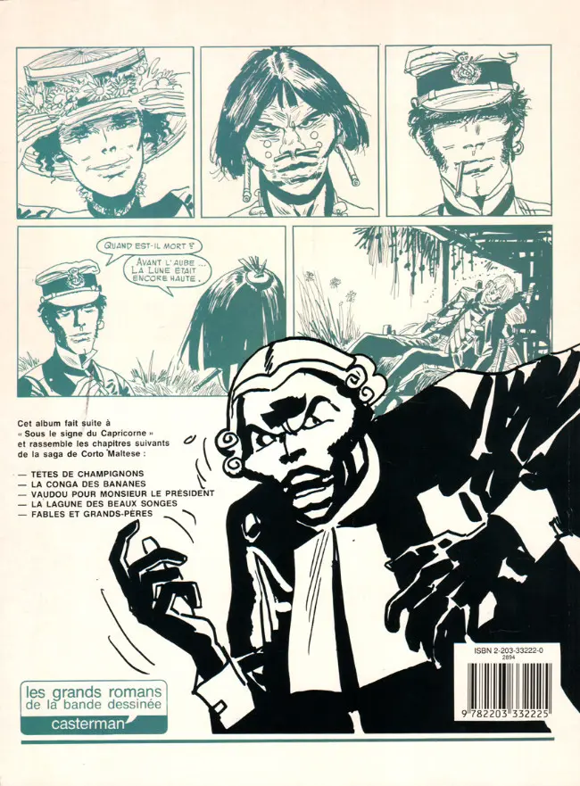 Verso de l'album Corto Maltese Tome 5 Toujours un peu plus loin
