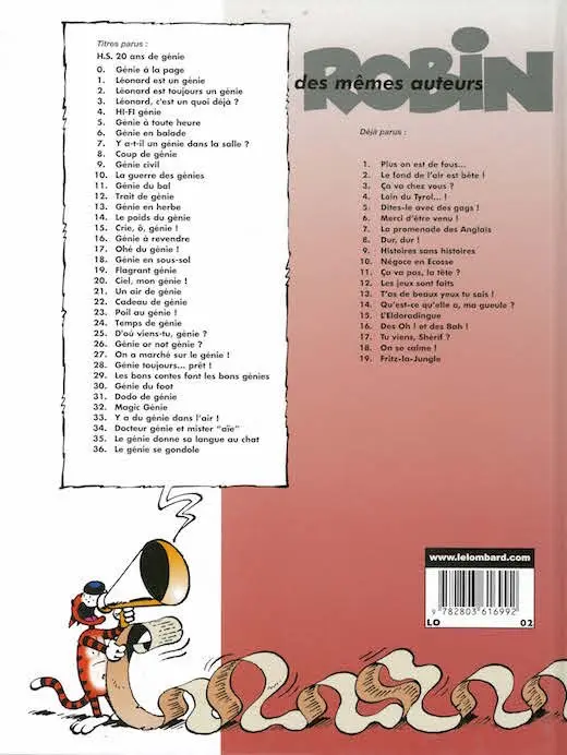 Verso de l'album Léonard Tome 1 Léonard est un génie