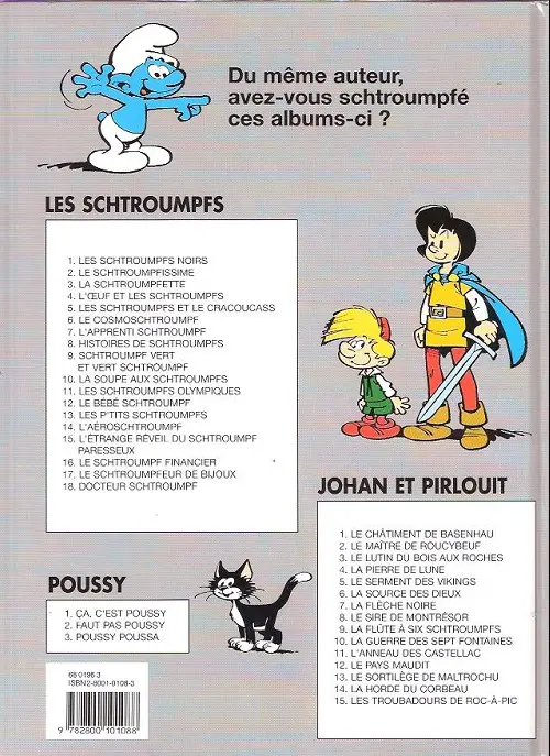 Verso de l'album Les Schtroumpfs Tome 1 Les Schtroumpfs noirs
