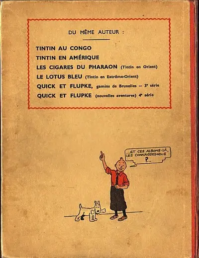 Verso de l'album Tintin Tome 6 L'oreille cassée