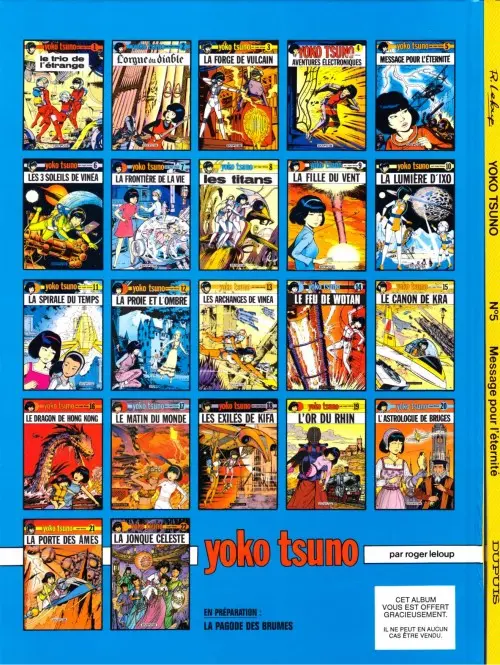 Verso de l'album Yoko Tsuno Tome 5 Message pour l'éternité