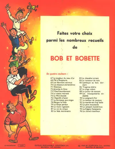Verso de l'album Bob et Bobette Tome 96 Le cheval rimailleur