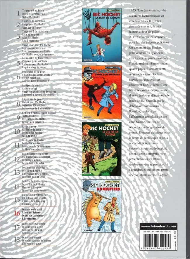 Verso de l'album Ric Hochet Intégrale Tome 16