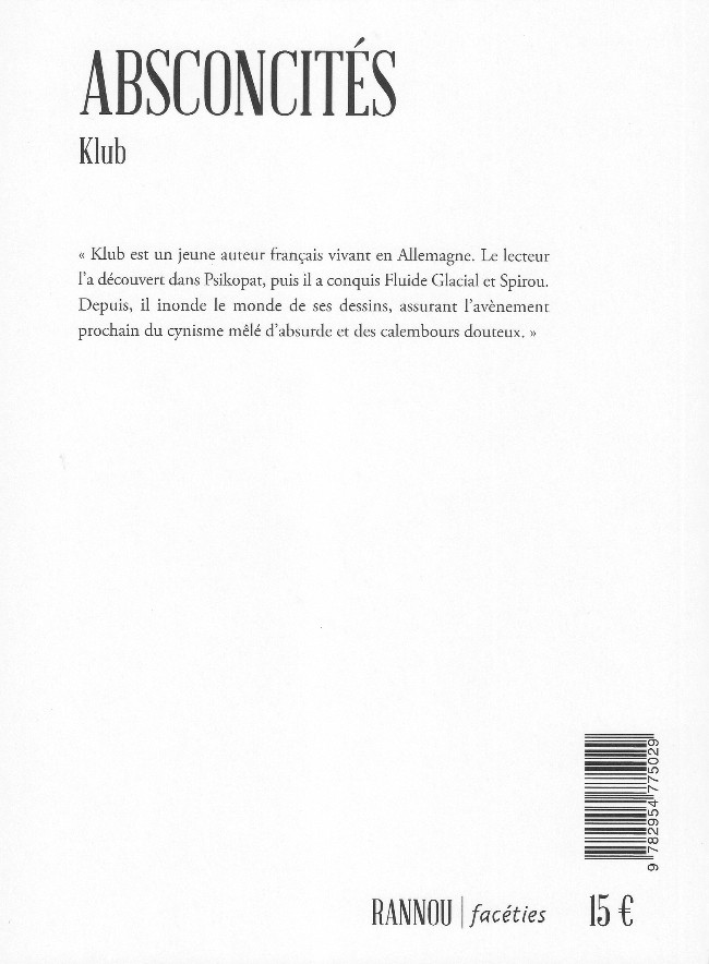 Verso de l'album Klub Absconcités