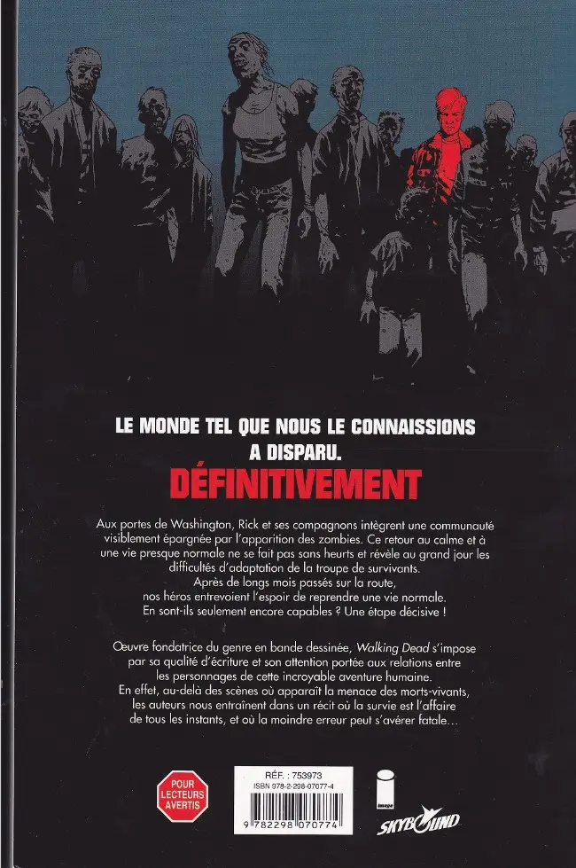 Verso de l'album Walking Dead Tomes 13 et 14 Point de non-retour - Piégés !