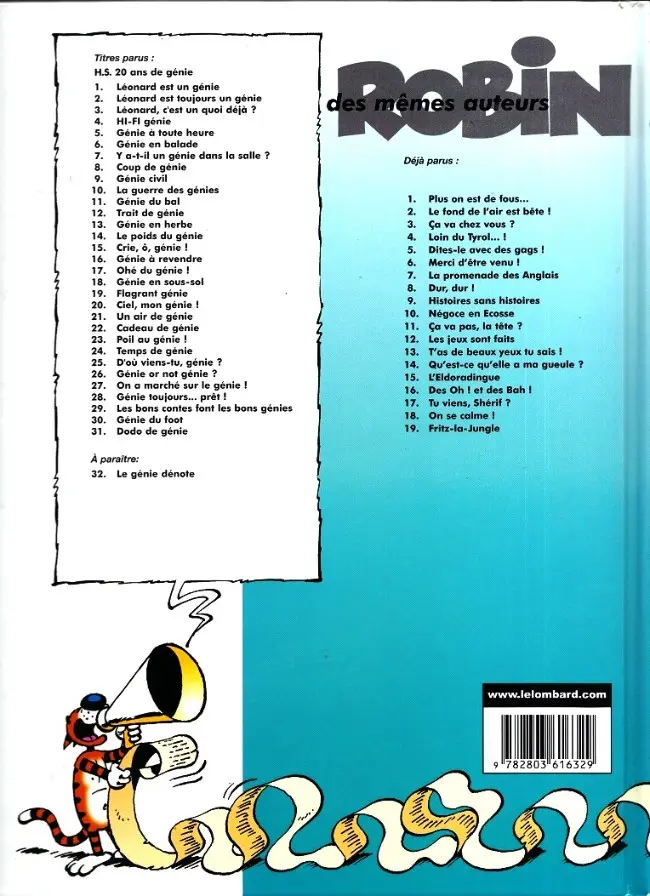Verso de l'album Léonard Tome 31 Dodo de génie