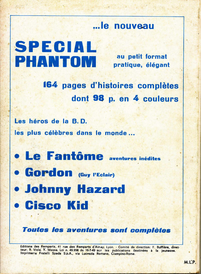 Verso de l'album Le Fantôme / Phantom (4e Série - Spécial - 3) Album N°1 (du n°7 au n°8)
